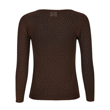 Liberté - Mesh Ls Sparkle T-Shirt - Dark Brown Diamond Dot